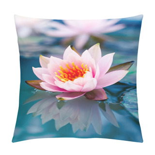 Personality  Beautiful Pink Waterlily Or Lotus Flower In Pond Pillow Covers