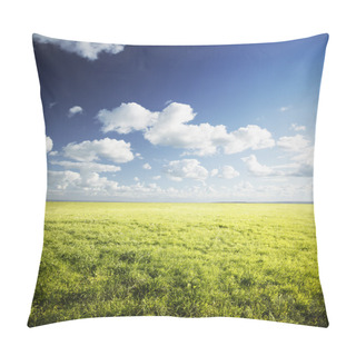 Personality  Green Field With Blue Sky Pillow Covers