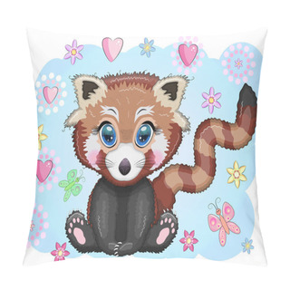 Personality  Red Panda, Cute Character With Beautiful Eyes, Bright Childish Style. Rare Animals, Red Book, Cat, Bear. Pillow Covers