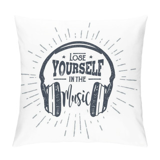Personality  Hand Drawn Old School Headphones Vector Illustration. Pillow Covers