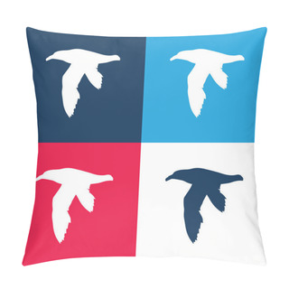 Personality  Bird Petrel Shape Blue And Red Four Color Minimal Icon Set Pillow Covers