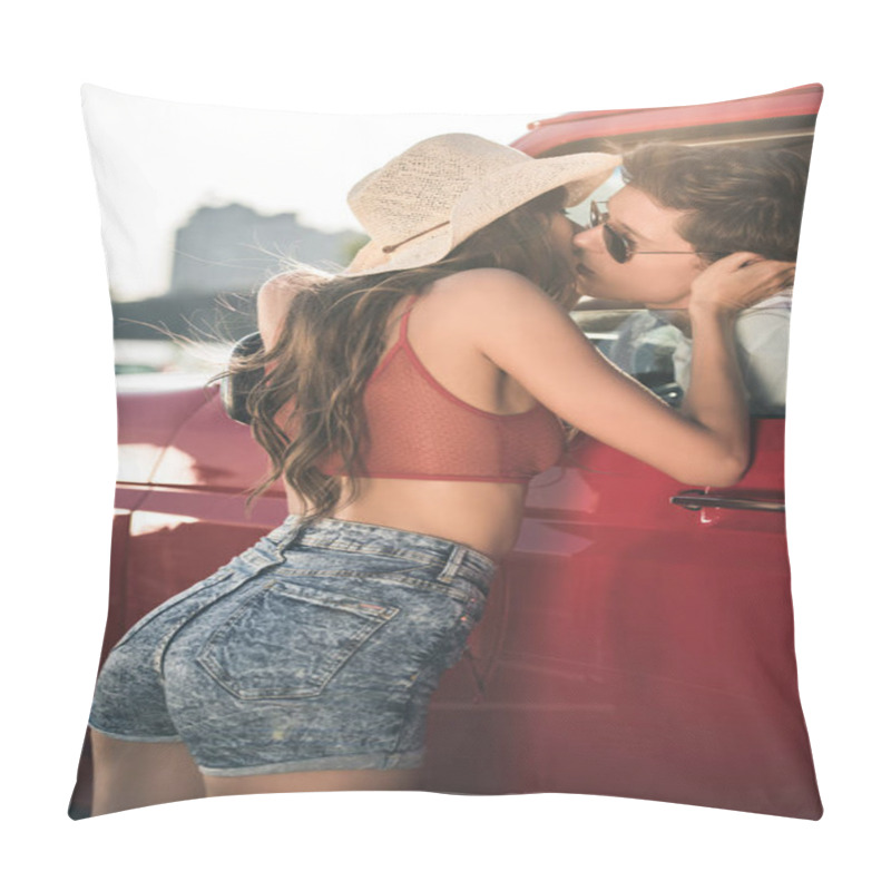 Personality  Kissing Through Car Window Pillow Covers