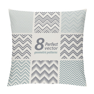 Personality  A Set Of 8 Seamless Retro Zig Zag Patterns. Pillow Covers