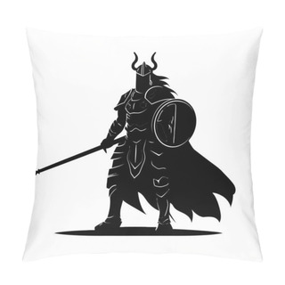 Personality  Image Of Warrior With Weapons. Ancient Warrior Soldier. Vector Illustration Pillow Covers