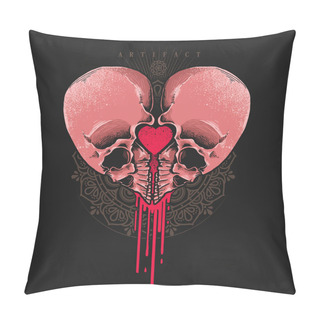 Personality  Heart Shaped Skull Illustration Vector Graphic Pillow Covers