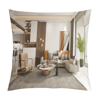 Personality  3d Render Of Luxury House Living Room Pillow Covers