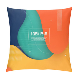 Personality  Liquid Colored Shapes Abstract Futuristic Minimal Wave Background Brochure. Rainbow Fluidity Banner With Lines. Pillow Covers