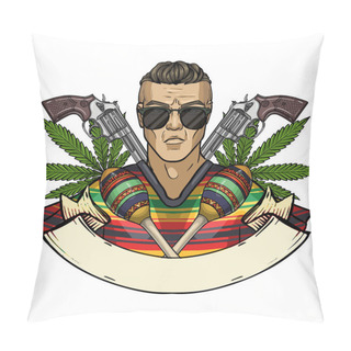 Personality  Hand Drawn Sketch Mexican Man Pillow Covers