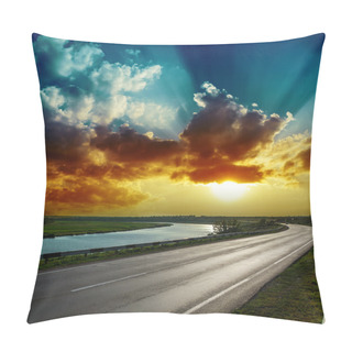 Personality  Fantastic Dramatic Sunset Over Asphalt Road Pillow Covers