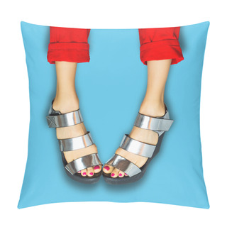 Personality  Female Legs Wearing Summer Shoes Pillow Covers