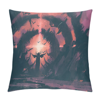 Personality  An Old Wizard Casting A Spell In The Wizarding Lair Pillow Covers