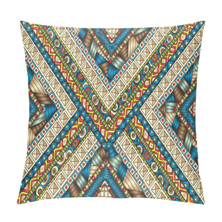 Personality  Tribal Doddle Rhombus Seamless Background. Pillow Covers