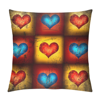 Personality  Grunge Abstract Background With Hearts Pillow Covers