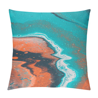 Personality  Abstract Design With Blue And Orange Oil Paint  Pillow Covers