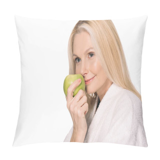 Personality  Mature Woman With Green Apple Pillow Covers