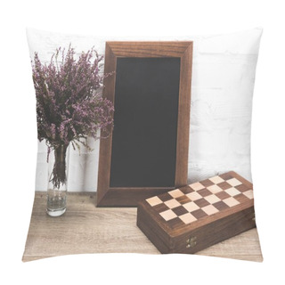 Personality  Photo Frame And Chess Board On Table Pillow Covers