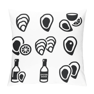 Personality  Oysters Shell, Sauce - Sea Food Icons Set Pillow Covers
