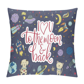 Personality  Handdrawn Lettering Quote With Galaxy Illustrations. Pillow Covers