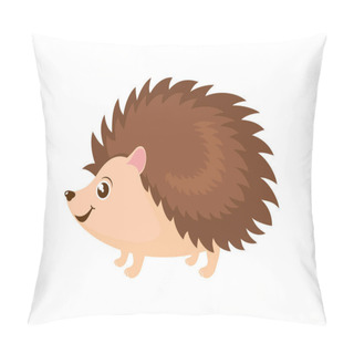 Personality  Cute Little Hedgehog Icon Vector. Adorable Hedgehog Cartoon Character. Brown Hedgehog Icon Isolated On A White Background Pillow Covers