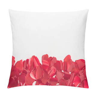 Personality  Close-up View Of Beautiful Red Heart Shaped Petals On Grey Background, Valentines Day Concept  Pillow Covers