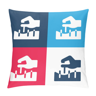 Personality  Acupuncture Blue And Red Four Color Minimal Icon Set Pillow Covers