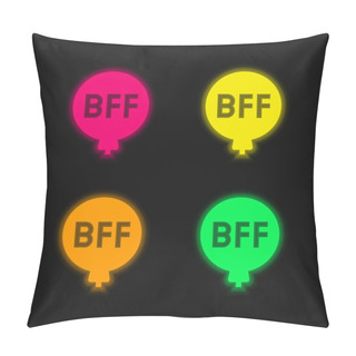 Personality  Balloon Four Color Glowing Neon Vector Icon Pillow Covers