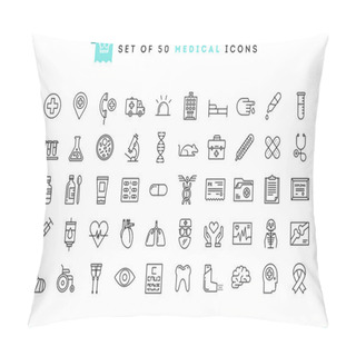 Personality  Set Of 50 Medical Icons Pillow Covers