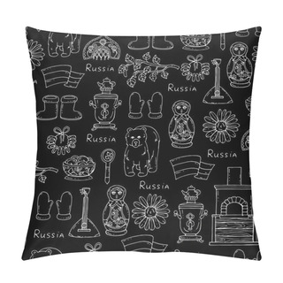 Personality  Pattern With Symbols Of Russia On Black Color Pillow Covers