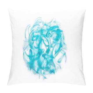 Personality  Circle Of Blue Lightweight And Soft Feathers Isolated On White Pillow Covers