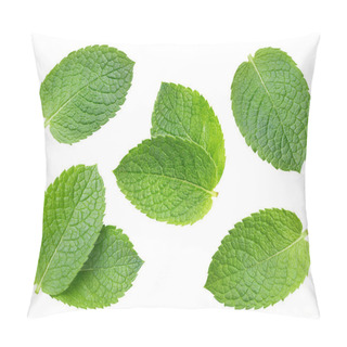 Personality  Collection Mint Isolated On White Background. Mint Leaf Clipping Path. Mint Macro Studio Photo Pillow Covers