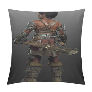 Personality  Fantasy Barbarian Fighter Or Warrior, POC Male With Armor And Sword Pillow Covers