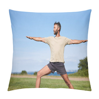 Personality  If It Doesnt Challenge You, It Doesnt Change You. A Handsome Mature Man Doing Yoga Outdoors Pillow Covers