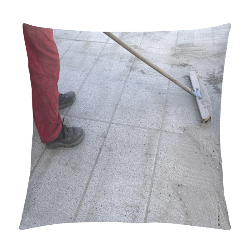 Personality  Pouring concrete at construction site pillow covers