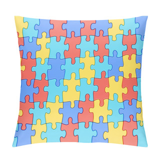 Personality  Puzzle Pieces In Autism Awareness Colors Background, 3D Renderin Pillow Covers