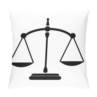 Personality  Justice Scale Balance Old And Ancient. Black And White Illustration. EPS Vector  Pillow Covers