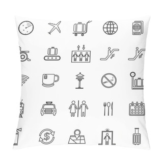 Personality  Airport Line Icons On White Background Pillow Covers