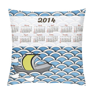Personality  Calendar 2014 With Traditional Japanese Waves Pillow Covers