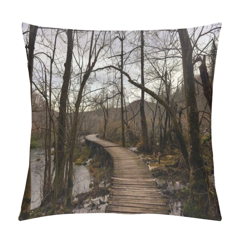 Personality  Wooden path trough the lakes pillow covers