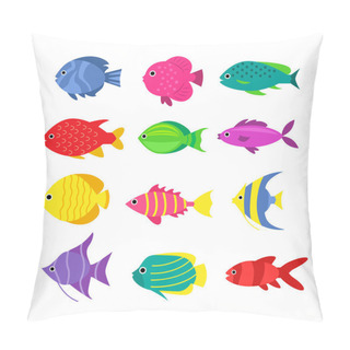 Personality  Set Of Aquarium Cartoon Fishes Pillow Covers