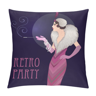 Personality  Retro Party Invitation Design Template. Pillow Covers