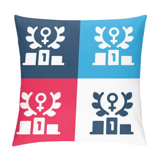 Personality  Achievement Blue And Red Four Color Minimal Icon Set Pillow Covers