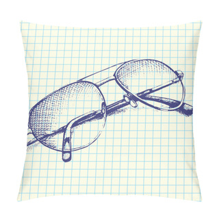 Personality  Hand-Drawn Sunglasses Sketchy Notebook Doodles Vector Illustration On Sketchbook Paper Background Pillow Covers