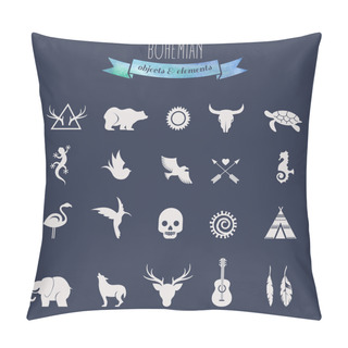 Personality  Collection Of Bohemian, Tribal Objects, Elements And Icons Pillow Covers