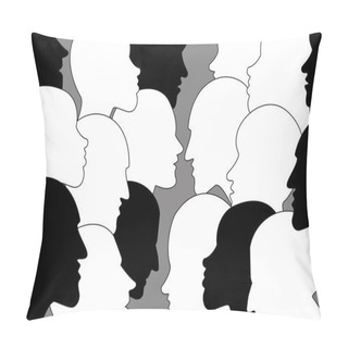 Personality  Human Profile Head In Dialogue. Black And White Silhouettes. Pillow Covers