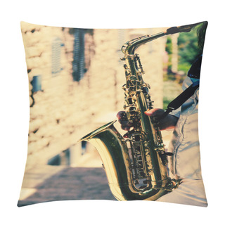 Personality Saxophonist Playing On Saxophone Pillow Covers