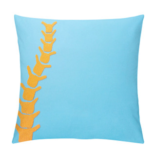 Personality  Spine On A Blue Background. The Concept Of Spinal Diseases, Curvature Of The Spine And Scoliosis, Copy Space Pillow Covers