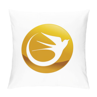 Personality  Abstract Swallow Bird Golden Emblem Symbol Design Pillow Covers