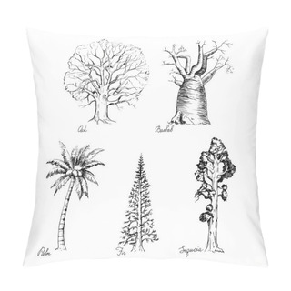 Personality  Set Of Hand-drawing Style Of Graphic Trees Pillow Covers
