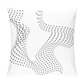 Personality  Halftone Wave Dotted Background. Futuristic Twisted Abstract Template. Grunge, Dot, Circles. Modern Vector Optical Background For Posters, Business Cards, Covers, Stickers, Labels Mockup. Pillow Covers