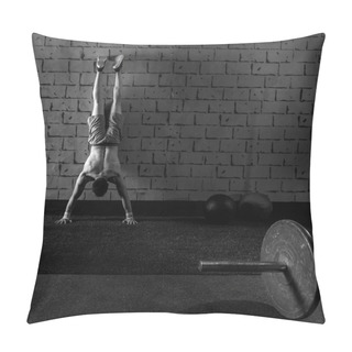 Personality  Handstand Push-up Man Workout At Gym Pillow Covers
